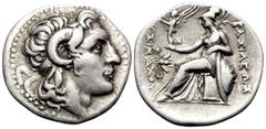 Greek KINGS OF THRACE. Lysimachos, 305-281 BC. Drachm (Silver, 20 mm, 4.22 g, 12 h), Ephesos, circa 294-287. Diademed head of the deified Alexander the Great to right, with horn of Ammon over his ear.