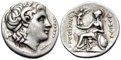 Greek KINGS OF THRACE. Lysimachos, 305-281 BC. Drachm (Silver, 18 mm, 4.22 g, 11 h), Ephesus, circa 294-287. Diademed head of the deified Alexander the Great to right, with horn of Ammon over his ear.