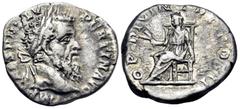 Roman Imperial Pertinax, 193. Denarius (Silver, 17 mm, 3.33 g, 6 h), Rome. IMP CAES P HELV PERTIN AVG Laureate head of Pertinax to right. Rev. OPI DIVIN TR P COS II Ops seated left on throne, holding 