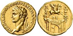 Roman Imperial & Provincial Nero Claudius Drusus, Died 9 BC. Aureus (Gold, 19 mm, 7.82 g, 2 h), minted under his son, the emperor Claudius, Rome, 41-45. NERO CLAVDIVS DRVSVS GERMANICVS IMP Laureate he
