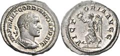 Roman Imperial & Provincial Gordian II, 238. Denarius (Silver, 20 mm, 3.18 g, 12 h), Rome, March - April 238. IMP M ANT GORDIANVS AFR AVG Laureate, draped, and cuirassed bust of Gordian II to right. R