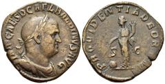 Roman Imperial Balbinus, 238. Sestertius (Orichalcum, 30 mm, 17.62 g, 11 h), Rome, April-May 238. IMP CAES D CAEL BALBINVS AVG Laureate, draped and cuirassed bust of Balbinus to right. Rev. PROVIDENTI