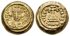 Byzantine Constans II, 641-668. Solidus (Gold, 11 mm, 4.42 g, 7 h), Carthage, Indictional year 2 (B) = 643-644. D N CONSTANTIN P Beardless crowned and draped facing bust of Constans, holding globus cr