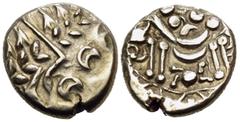 Celtic CELTIC BRITAIN. Belgae(?). Circa 60-20 BC. Stater (Gold, 16 mm, 6.13 g, 1 h), Chute (Durotrigan A/British B) type. Wreath pattern with crescents. Rev. Disjointed horse left; 'crab' below; above