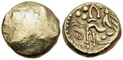 Celtic CELTIC, Northeast Gaul. Ambiani. Circa 100-50 BC. Stater (Gold, 15.5 mm, 6.41 g, 6 h), Gallo-Belgic E, issued during Caesar's Gallic Wars. Blank convex surface, with traces of design around the