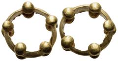Celtic CELTIC, Uncertain. Circa 1200-500 BC. Ring money (Gold, 15 mm, 3.19 g). Rev. A small ring with five pairs of double beads. Very fine. From the Trausnitz Collection, ex Gorny & Mosch 191, 11 Oct