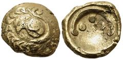 Celtic CELTIC, Central Europe. Vindelici. Early 1st century BC. Stater (Gold, 18 mm, 7.48 g, 7 h), "Regenbogenschüsselchen" type. Head of an eagle to left with a pellet above and below the beak; the w