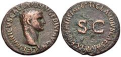 Roman Imperial Germanicus, died 19. As (Copper, 29.5 mm, 10.71 g, 6 h), struck under Claudius, Rome, 50-54. GERMANICVS CAESAR TI AVG F DIVI AVG N Bare head of Germanicus to right. Rev. TI CLAVDIVS CAE