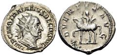 Roman Imperial Trajan Decius, 249-251. Antoninianus (Silver, 22.5 mm, 4.38 g, 7 h), Rome. IMP C M Q TRAIANVS DECIVS AVG Radiate and cuirassed bust of Trajan Decius to right, seen from behind. Rev. ADV