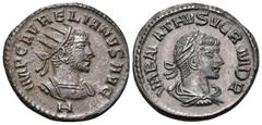 Roman Imperial Aurelian, with Vabalathus, 270-275. Antoninianus (Bronze, 20 mm, 3.18 g, 12 h), Antioch, H = 8th officina, November 270-March 272. IMP C AVRELIANVS AVG / H Radiate and cuirassed bust of