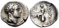 Greek SELEUKID KINGS OF SYRIA. Antiochos IV Epiphanes, 175-164 BC. Drachm (Silver, 17 mm, 3.95 g, 6 h), Ekbatana. Diademed head of Antiochos IV to right. Rev. ΒΑΣΙΛΕΩΣ ΑΝΤΙΟΧΟΥ Apollo, nude, seated le