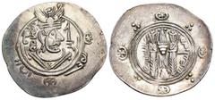 Greek LOCAL ISSUES, Tabaristan. 'Abbasid governors. Jarir, PYE 135-137 / AH 170-172. Hemidrachm (Silver, 24 mm, 2.09 g, 6 h), PYE 136 / AH 171 (= AD 787/8). Sasanian-style bust of Jarir to right, wear