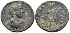 Roman Provincial PAMPHYLIA. Side. Severus Alexander, 222-235. Pentassarion (Bronze, 27 mm, 10.34 g, 12 h). Legend indistinct Laureate, draped and cuirassed bust of Severus Alexander to right. Rev. CΙΔ
