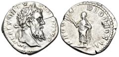 Roman Imperial Pertinax, 193. Denarius (Silver, 18 mm, 3.27 g, 12 h), Rome. IMP CAES P HELV PERTIN AVG Laureate head of Pertinax to right. Rev. PROVID DEOR COS II Providentia standing left, raising ha