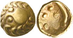 CELTIC COINS Central Europe Vindelici. Early 1st century BC. Stater (Gold, 18 mm, 7.26 g, 6 h), "Regenbogenschüsselchen" type. Head of an eagle to left with a pellet above and below the beak; the whol