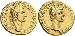 ROMAN COINS Gaius (Caligula), with Germanicus, 37-41. Aureus (Gold, 19.5 mm, 7.40 g, 5 h), Rome, 37-38. C.CAESAR. AVG.GERM. P.M.TR.POT. Laureate head of Caligula to right. Rev. GERMANICVS. CAES.P.C.CA