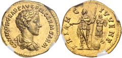 ROMAN COINS Commodus, as Caesar, 166-177. Aureus (Gold, 19.5 mm, 7.17 g, 5 h), Rome, 175-176. COMMODO CAES AVG FIL GERM SARM Bareheaded, draped and cuirassed bust of Commodus to right. Rev. PRI-NC IVV