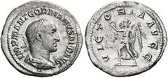 ROMAN COINS Gordian II, 238. Denarius (Silver, 20 mm, 2.90 g, 6 h), Rome, March-April 238. IMP M ANT GORDIANVS AFR AVG Laureate, draped and cuirassed bust of Gordian II to right. Rev. VICTORIA AVGG Vi