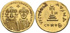 BYZANTINE COINS Heraclius, with Heraclius Constantine, 610-641. Solidus (Gold, 20.5 mm, 4.49 g, 6 h), Constantinople, Δ = 4th officina, 629-632. dd NN hERACLIЧS ET hERA CONST PP AV Crowned and draped 