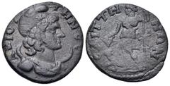 The Vineyard Colection Part IV, Roman Provincial LYDIA. Saitta. Pseudo-autonomous issue, circa 3rd century AD. Assarion (Bronze, 20 mm, 4.22 g, 6 h). AZIOTTHNOC Draped bust of Mên Aziottenos to right,