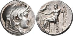 Greek PTOLEMAIC KINGS OF EGYPT. Ptolemy I Soter, as satrap, 323-305 BC. Tetradrachm (Silver, 27 mm, 17.11 g, 1 h), Memphis, 317-316. Head of Alexander the Great to right, wearing elephant's scalp, hor