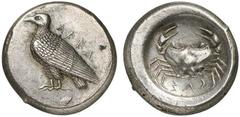 SICILY, Akragas. Circa 495-480/78 BC. Didrachm (Silver, 8.88 g 9). ΑΚΡΑ Eagle standing to left, wings closed Rev. CΑΣ (retrograde) Crab within circular incuse. Jenkins, Gela Group III. SNG ANS 949. A 