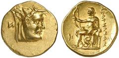 AKARNANIA, Federal Coinage (Akarnanian Confederacy). Circa 250 BC. Quarter Stater (Gold, 2.10 g 12), Attic standard. Head of the youthful river-god Acheloos to right; behind, retrograde Ν Rev. ΑΚΑΡΝΑΝ