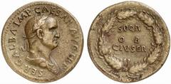 Galba. 68-69. Sestertius (Orichalcum, 24.87 g 6), Rome, circa October 68. SER GALBA IMP CAESAR AVG TR P Laureate and draped bust of Galba to right Rev. S P Q R / OB / CIV SER Legend in three lines wit