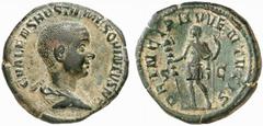 Hostilian. As Caesar, 250-251. Sestertius (Orichalcum, 18.28 g 12). C VALENS HOSTIL MES QVINTVS N C Bare-headed and draped bust of Hostilian to right Rev. PRINCIPI IVVENTVVTIS S C Hostilian standing l