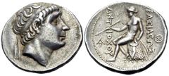 Greek SELEUKID KINGS OF SYRIA. Antiochos I Soter, 281-261 BC. Tetradrachm (Silver, 30 mm, 17.12 g, 7 h), Seleukia on-the-Tigris. Diademed head of Antiochos I to right. Rev. ΒΑΣΙΛΕΩΣ ΑΝΤΙΟXΟΥ Apollo se