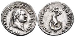 Roman Imperial Titus, 79-81. Denarius (Silver, 19 mm, 3.16 g, 11 h), Rome, January - June 80. IMP TITVS CAESAR VESPASIAN AVG P M Laureate head of Titus to right. Rev. TR P IX IMP XV COS VIII P P Dolph