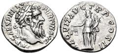 Roman Imperial Pertinax, 193. Denarius (Silver, 18 mm, 3.19 g, 6 h), Rome. IMP CAES P HELV PERTIN AVG Laureate head of Pertinax to right. Rev. AEQVIT AVG TR P COS II Aequitas standing front, head to l