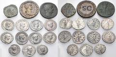 Large Lots ROMAN IMPERIAL. 1st - 3rd century. (Silver/Bronze, 112.30 g). A lot of Fourteen (14) Roman bronze and silver issues, including coins of Agrippina (1), Hadrian (1), Julia Domna (1), Severus 