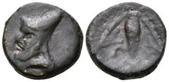 Greek ARMENIA MINOR. Mithradates, as Satrap, 212-? BC. Tetrachalkon (Bronze, 17 mm, 4.49 g, 9 h), or, perhaps, struck by Mithradates I Ktistes of Pontos, 281-266, uncertain mint. mtrdt (Aramaic, but h