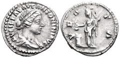 Roman Imperial Lucilla, Augusta, 164-182. Denarius (Silver, 19 mm, 3.39 g, 12 h), struck under Marcus Aurelius and Lucius Verus, Rome, 161-162. LVCILLAE AVG ANTONINI AVG F Draped bust of Lucilla to ri