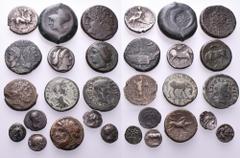 Large Lots GREEK & ROMAN PROVINCIAL. Circa 4th century BC - 3rd century AD. (Silver/Bronze, 75 g). A lot of Fifteen (15) Greek and Roman Provincial coins. The Greek coins are from Sicily and Magna Gra