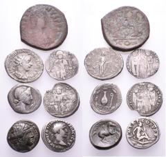Large Lots MISCELLANEA. Circa 4th century BC - 16th century AD. (Silver/Bronze, 34.74 g). A lot of Seven (7) coins, including a bronze coin by Philip II, a Roman Republican Denarius, one Denarius by T