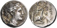 Greek IONIA. Ephesos. Circa 340-325 BC. Octobol (Silver, 17.5 mm, 5.04 g, 12 h), Rhodian standard, struck under the magistrate Themistagoras. Diademed bust of Artemis to right, her hair tied into an o