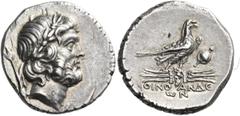 Greek LYCIA. Oinoanda. Circa 187-185 BC. Stater (Silver, 23 mm, 8.59 g, 12 h). Laureate head of Zeus to right, with sceptre behind his head. Rev. ΟΙΝΟ - ΑΝΔΕ / ωΝ Eagle, with closed wings, standing ri