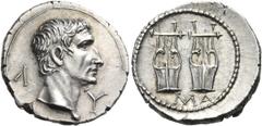 Roman Imperial & Provincial LYCIA, The Lycian League. Masicytes. Augustus, 27 BC-AD 14. Drachm (Silver, 19 mm, 3.34 g, 12 h), c. 27-20 or c. 21 BC. Λ - Y Bare head of Augustus (?) to right. Rev. M - A