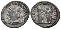 Roman Imperial Valerian I, 253-260. Antoninianus (Billon, 21.5 mm, 4.12 g, 6 h), Samosata, 255-256. IMP C P LIC VALERIANVS P F AVG Radiate, draped and cuirassed bust of Valerian I to right. Rev. RESTI