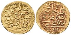 Ottoman Empire ISLAMIC, Ottoman Empire. Murad III, AH 982-1003 / AD 1574-1595. Sultani (Gold, 21 mm, 3.47 g, 2 h), Qustantiniya, AH 982 = AD 1574. Album 1332.1. Reddish toning. Very fine.