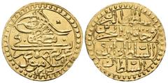 Ottoman Empire ISLAMIC, Ottoman Empire. Salim III, AH 1203-1222 / AD 1789-1807. Zeri Mahbub (Gold, 22 mm, 2.41 g, 12 h), Islambul, AH 1203, regnal year 9 = AD 1796. KM 523. Good very fine.