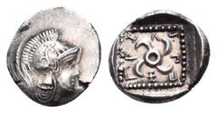 Greek DYNASTS OF LYCIA. Sppntaza, circa 450-430/20 BC. Obol (Silver, 9.5 mm, 0.76 g). Head of Athena to right, wearing crested Attic helmet adorned with a palmette and three leaves. Rev. Sppntaza (in 