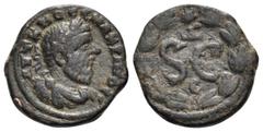 Roman Provincial SYRIA, Seleucis and Pieria. Antioch. Macrinus, 217-218. (Bronze, 18.5 mm, 5.05 g, 6 h). AYT K M O CE MAKPINOC Laureate, draped and cuirassed bust of Macrinus to right. Rev. S C; Δ abo