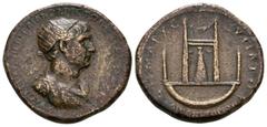 Roman Provincial CYPRUS. Koinon of Cyprus. Trajan, 98-117. Dupondius (Orichalcum, 25.5 mm, 14.95 g, 6 h). ΑΥΤΟΚΡ ΚΑΙC ΝΕΡ ΤΡΑΙΑΝΩ ΑΡΙCΤΩ CΕΒ ΓΕΡΜ ΔΑΚ Radiate and draped bust of Trajan to right. Rev. Δ