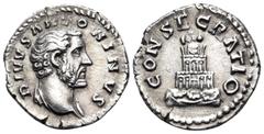 Roman Imperial Divus Antoninus Pius, died 161. Denarius (Silver, 18.5 mm, 2.91 g, 6 h), struck under Marcus Aurelius and Lucius Verus, Rome, 161. DIVVS ANTONINVS Bare-headed bust of the deified Antoni