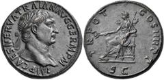 Roman Imperial & Provincial Trajan, 98-117. Sestertius (Orichalcum, 33 mm, 30.07 g, 7 h), Rome, 101-102. IMP CAES NERVA TRAIAN AVG GERM P M Laureate bust of Trajan to right, with slight drapery on far