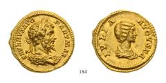ROMAN. IMPERIAL. SEPTIMIUS SEVERUS (AD 193-211) Aureus, Au, AD 201, Rome mint Beginning in 201 and extending through the following year there was a tremendous emission of coinage bearing dynastic type