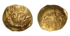 Ancient Coins Byzanz Johann III. Ducas (1222–1254) Hyperpyron (Au) 1232–1254 Magnesia Av: IC - XC trónoló Krisztus /Segnender Christus mit Nimbus und Evangeliar en face thronend/ Rv: MHP - QV koronás 